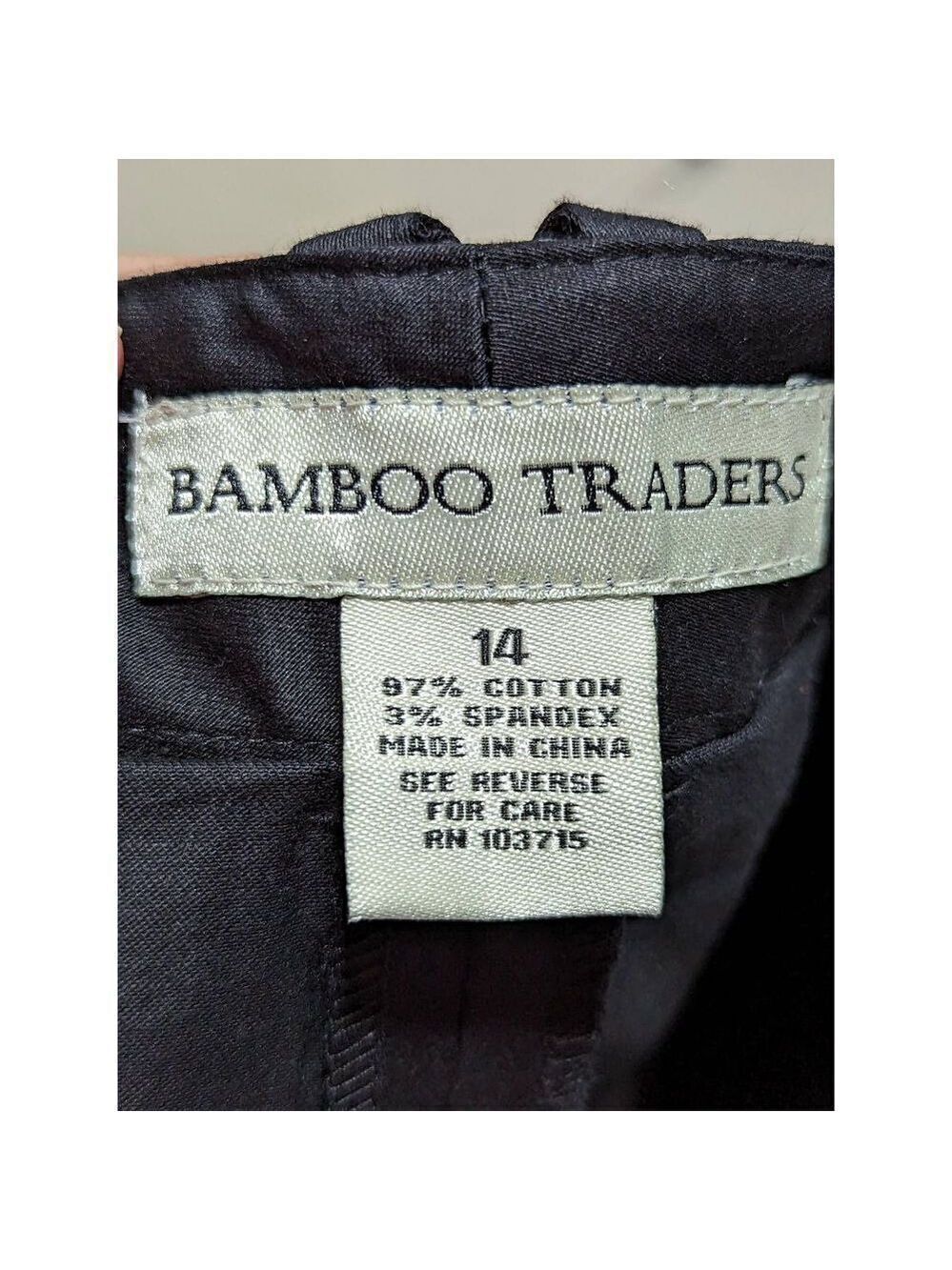 Bamboo Trader Size 14 Black Stretch Denim Skirt with Polka Dot Belt - Picture 3 of 3